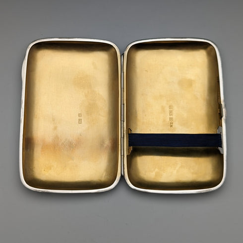1902 British antique sterling silver cigar case 133g HD