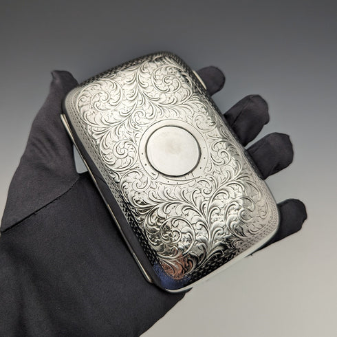 1902 British antique sterling silver cigar case 133g HD