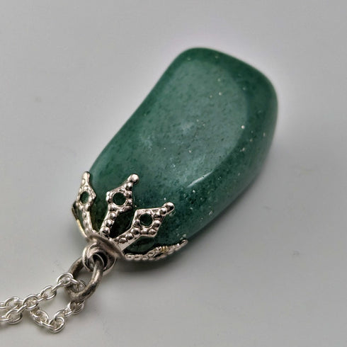 Vintage British jade pendant and sterling silver necklace