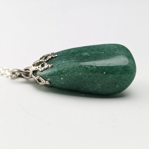 Vintage British jade pendant and sterling silver necklace