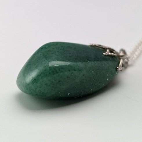 Vintage British jade pendant and sterling silver necklace