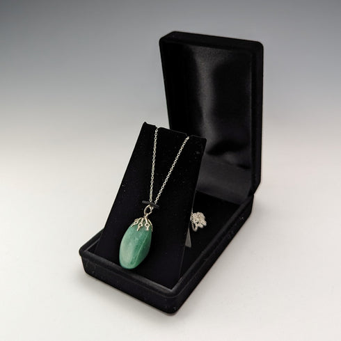 Vintage British jade pendant and sterling silver necklace