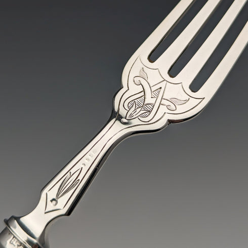 1871年 英国アンティーク 総純銀製 フィッシュカトラリーセット 6ペア 計608g Martin and Hall トレー入り