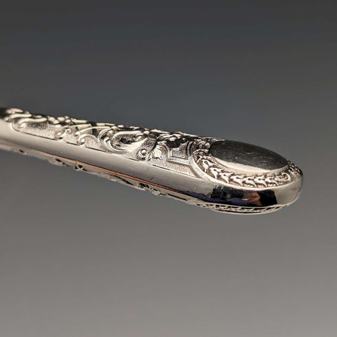 1871 British antique all-sterling silver fish cutlery set, 6 pairs, total 608g, Martin and Hall, with tray