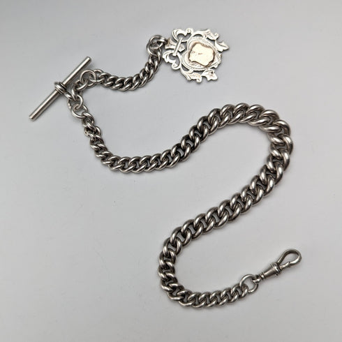 1906 年英國古董純銀阿爾伯特鏈超厚 85 克徽章徽章