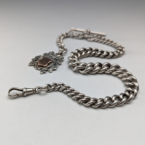 1906 年英國古董純銀阿爾伯特鏈超厚 85 克徽章徽章