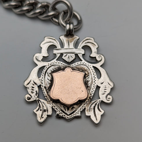 1906 年英國古董純銀阿爾伯特鏈超厚 85 克徽章徽章