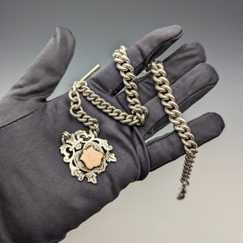 1906 年英國古董純銀阿爾伯特鏈超厚 85 克徽章徽章