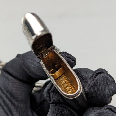 Circa 1900 British antique sterling silver Albert chain, extra thick 74g, Vesta case