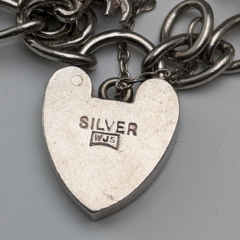英国ヴィンテージ 純銀製 チャームブレスレット 47g WJS