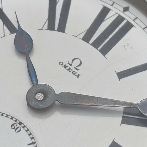 1905年頃 アンティーク オメガ 懐中時計 銀側 直径59mm 鉄道時計 動作良好
