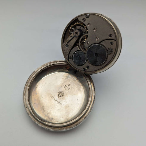 1905年頃 アンティーク オメガ 懐中時計 銀側 直径59mm 鉄道時計 動作良好