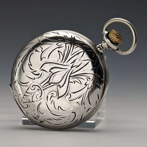 Circa 1910 Antique Omega Pocket Watch Silver Side Hunter Case Good Working Condition