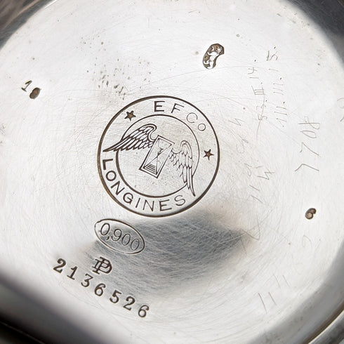 Circa 1908 Antique Longines Pocket Watch, Engraved Silver Side Hunter Case, Good Working Condition, Chain Included