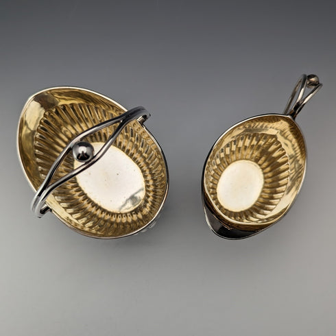 Antique British silver plate sugar bowl and cream jug HAT