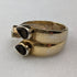 British vintage jewelry 2-color 3-stone gilt sterling silver ring