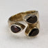 British vintage jewelry 2-color 3-stone gilt sterling silver ring