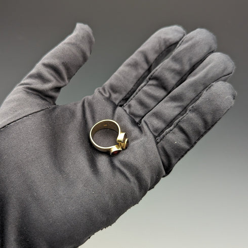 British vintage jewelry 2-color 3-stone gilt sterling silver ring