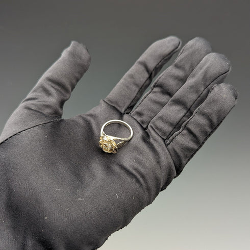 1976年 英国ヴィンテージ ジュエリー バラ彫刻 純銀リング 指輪