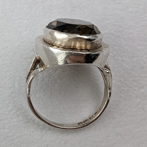 1976年 英国ヴィンテージ ジュエリー 大型ブラウンストーン 純銀リング 指輪