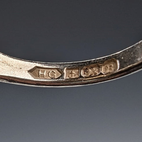 1976年 英国ヴィンテージ ジュエリー 大型ブラウンストーン 純銀リング 指輪