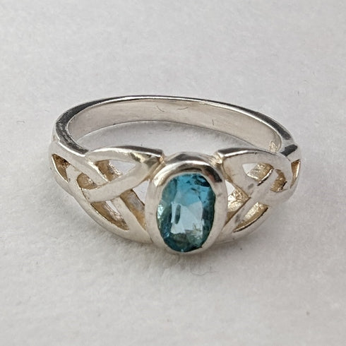 British vintage jewelry blue stone sterling silver ring