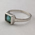 British Vintage Jewelry Square Green Stone Sterling Silver Ring (Size 20)