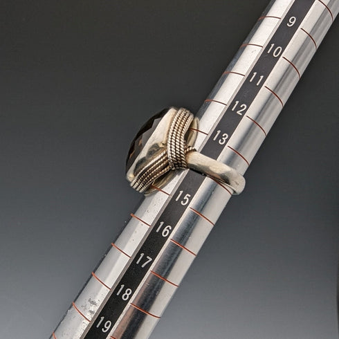 British vintage jewelry, large brown stone, sterling silver ring