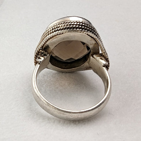 British vintage jewelry, large brown stone, sterling silver ring