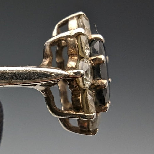 1985 British vintage jewelry blue and white zirconia sterling silver ring