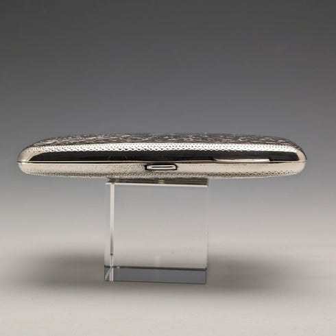 1895 British antique double door sterling silver card case 101g Joseph Gloster