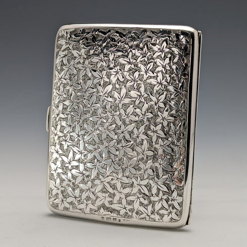 1906 British antique double door sterling silver card case, 108g, Deakin and Francis