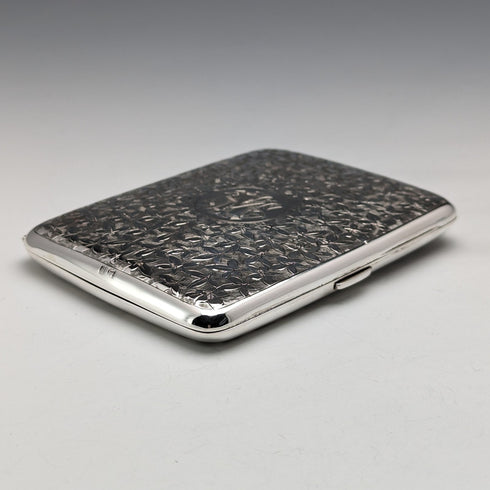 1906 British antique double door sterling silver card case, 108g, Deakin and Francis