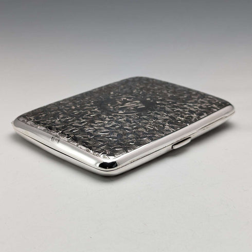 1906 British antique double door sterling silver card case, 108g, Deakin and Francis