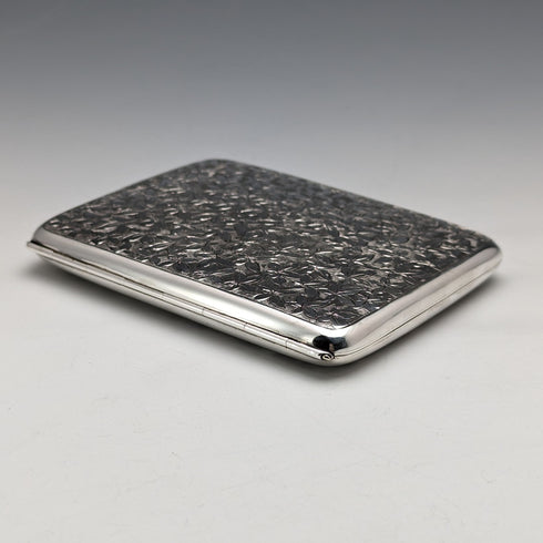 1906 British antique double door sterling silver card case, 108g, Deakin and Francis