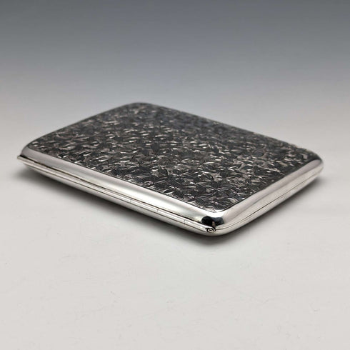 1906 British antique double door sterling silver card case, 108g, Deakin and Francis