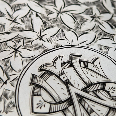 1906 British antique double door sterling silver card case, 108g, Deakin and Francis