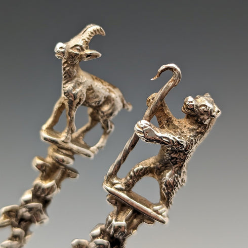 1920年頃 スイスアンティーク フィギュア彫刻 800シルバー製 コーヒースプーン6本セット