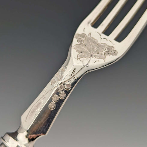 1870 British antique silver plate fruit cutlery set of 12 in wooden box