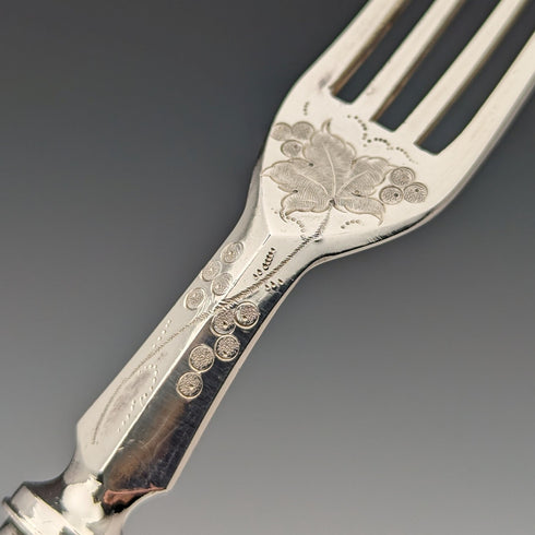 約 1870 年英國古董鍍銀水果餐具 12 對套裝木盒裝