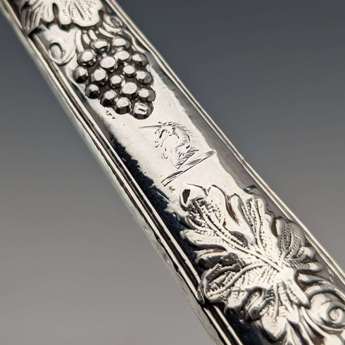 1842 British antique pure silver fruit cutlery set, 6 pairs, total weight 561g, William Sansom, wooden box