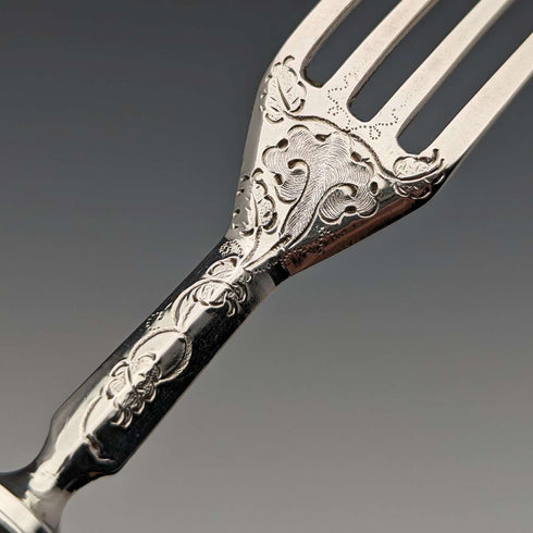 1842 British antique pure silver fruit cutlery set, 6 pairs, total weight 561g, William Sansom, wooden box