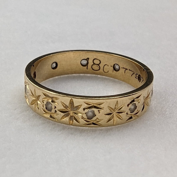 ヴィンテージ ジュエリー K18ゴールドリング チェイシングカット 2.5g (8-9号)指輪