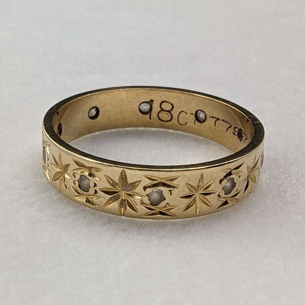 Vintage Jewelry K18 Gold Ring Chasing Cut 2.5g (Size 8-9)