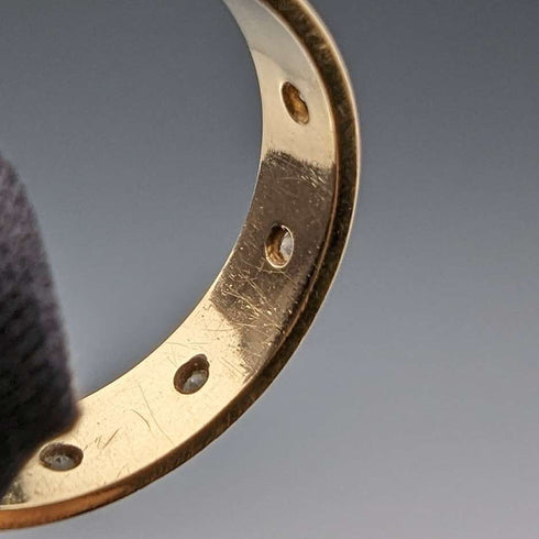 Vintage Jewelry K18 Gold Ring Chasing Cut 2.5g (Size 8-9)
