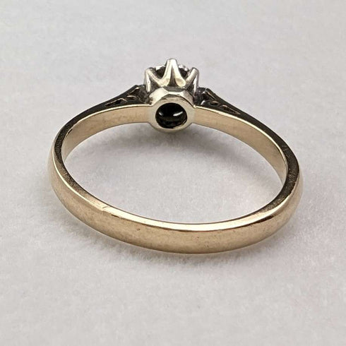 1980 British Vintage Jewelry 9ct Gold & Diamond Ring (Size 12) RandD