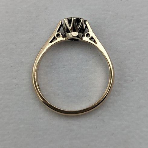 1980 英國復古珠寶 9 克拉黃金和鑽石戒指(12 號)戒指 RandD