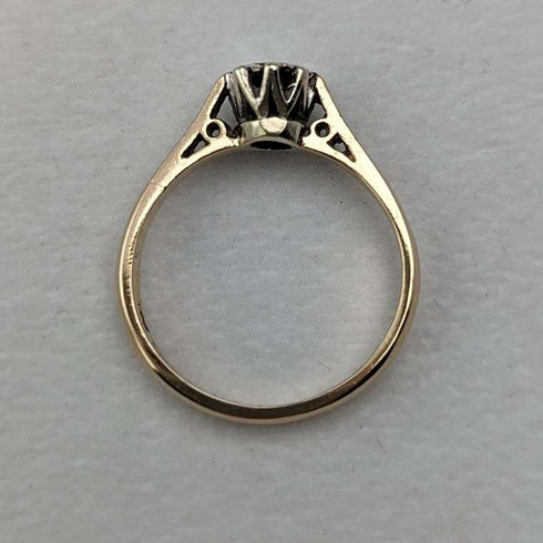 1980 British Vintage Jewelry 9ct Gold & Diamond Ring (Size 12) RandD