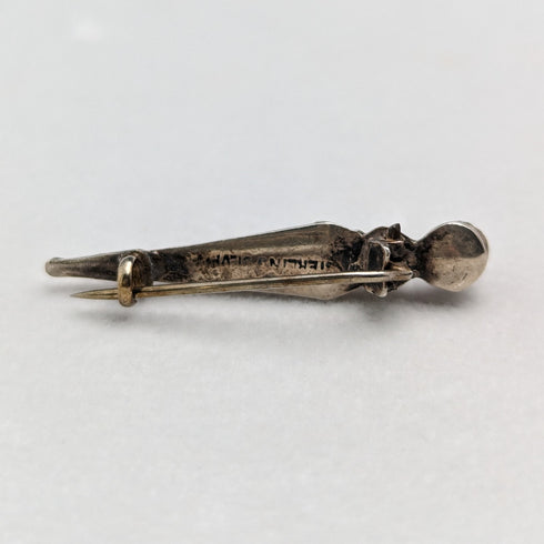 Vintage sterling silver 3-color stone pin brooch