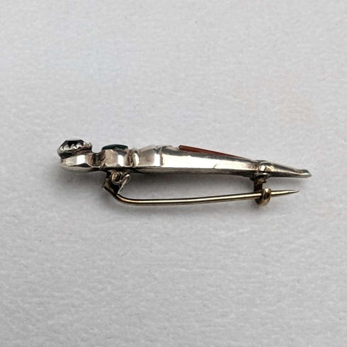 Vintage sterling silver 3-color stone pin brooch